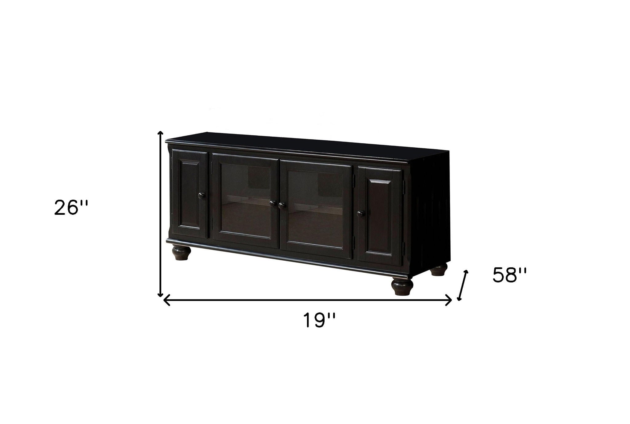 Wood Glass Veneer (Melamine) TV Stand - Black