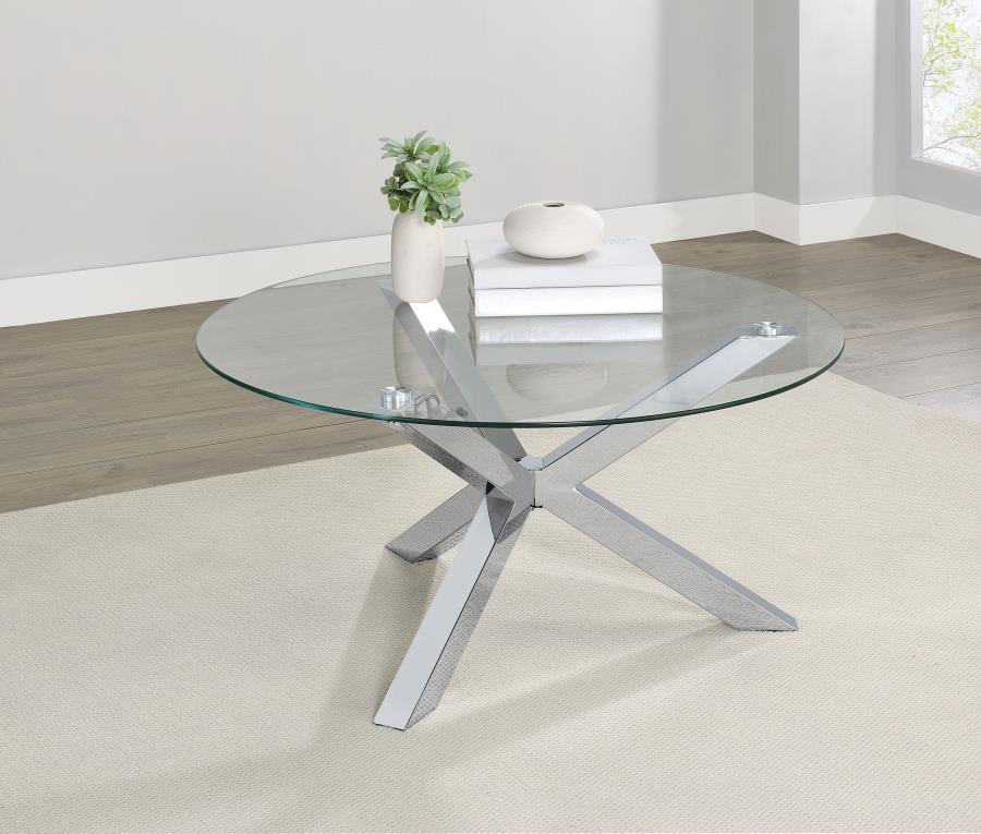 Kenzie - Round Tempered Glass Top Table by Coaster Fine Furniture | Bel Furniture