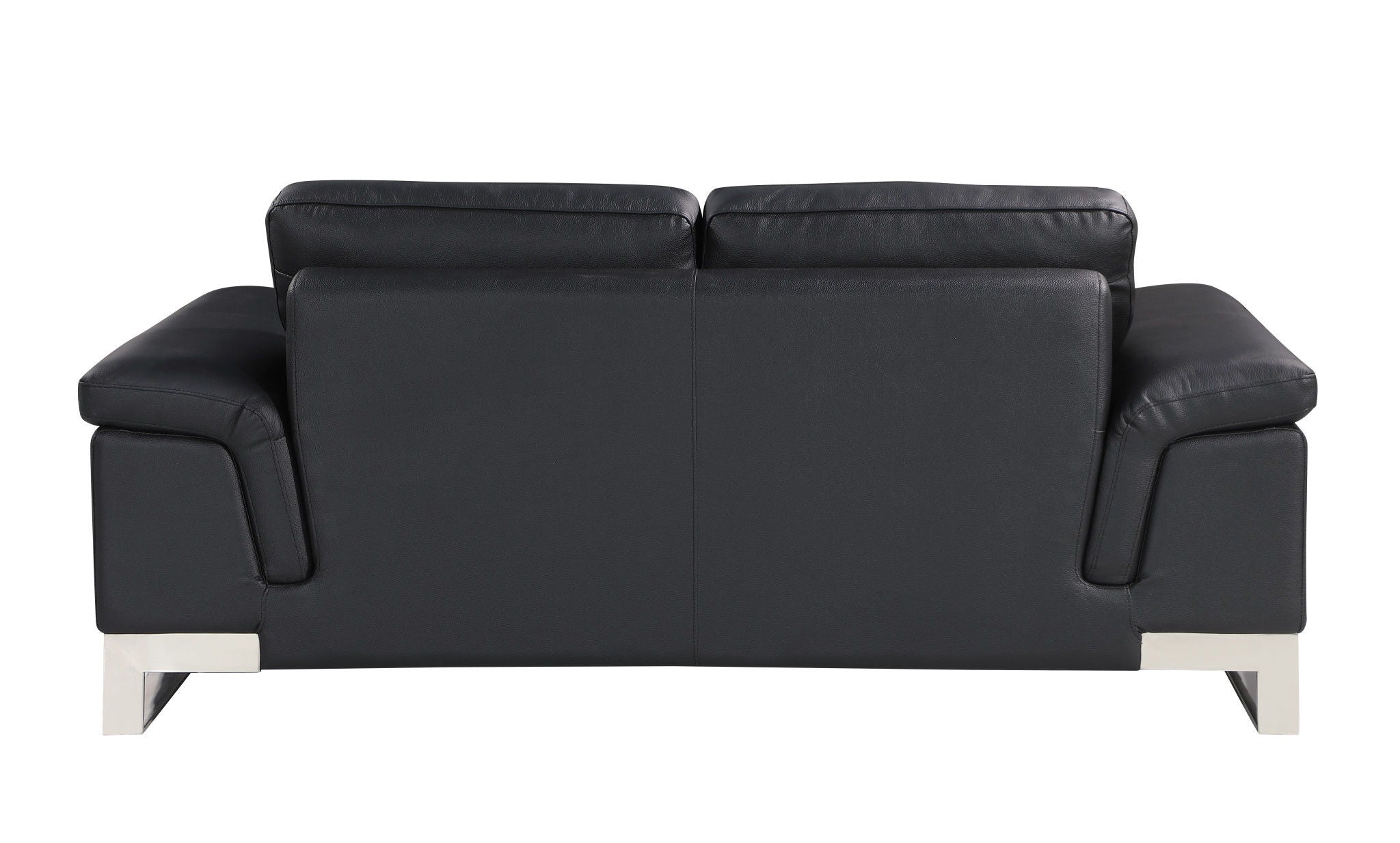 Love Seat Genuine Leather - Silver / Black