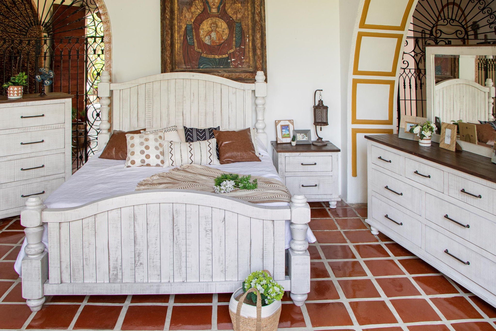 Wood Four Drawer Chest - Brown / White