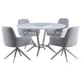 Abby - 5 Piece Round Dining Table Set - White High Gloss