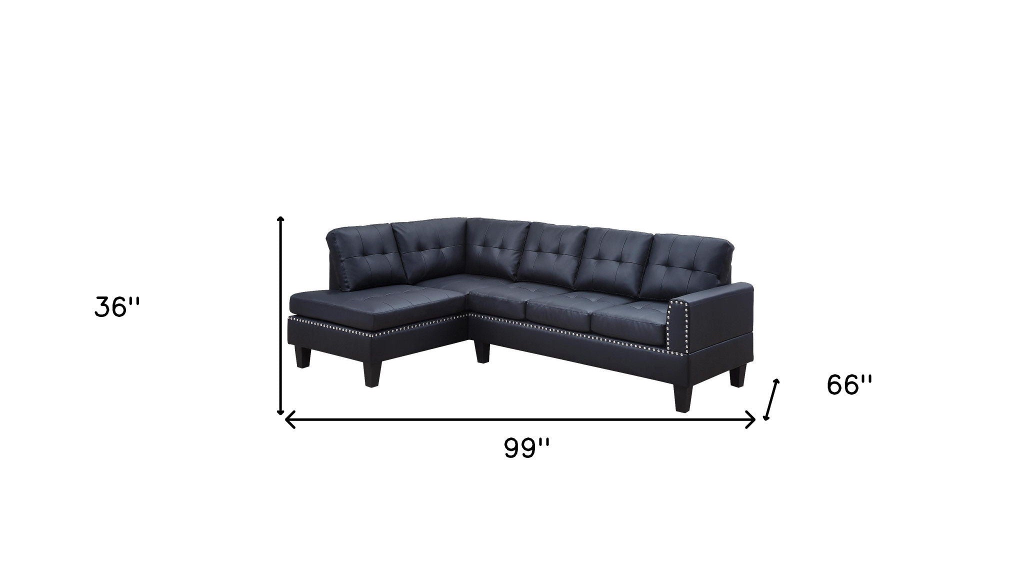 Polyurethane L Shaped Two Piece Corner Sectional - Black