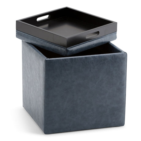 Rockwood - Upholstered Cube Storage Ottoman With Tray - view 15