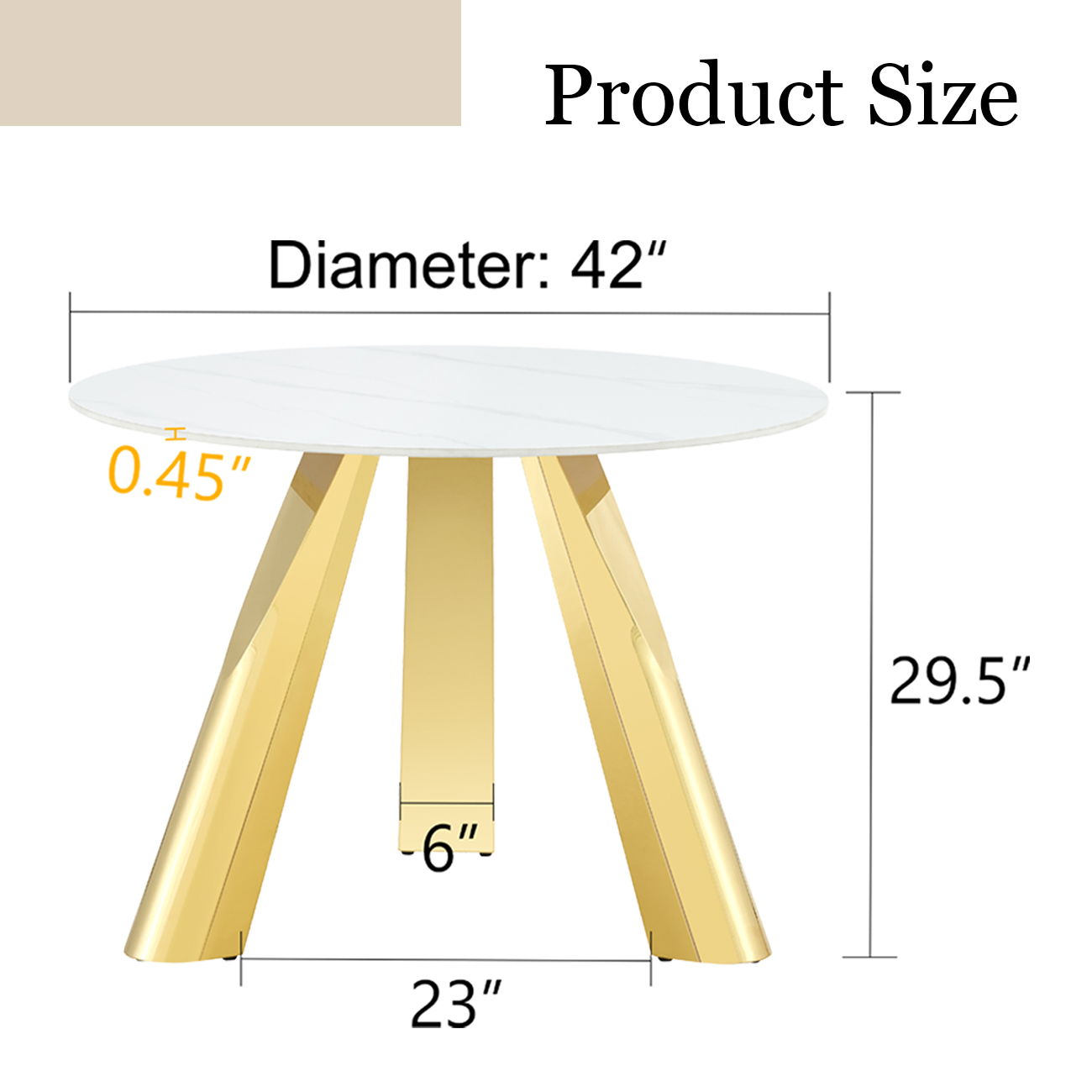 Marble Grained Stone Round Table Three - Legged Round Table With Stainless Steel Plated Legs Natural Healthy And Environmentally Friendly Round Table