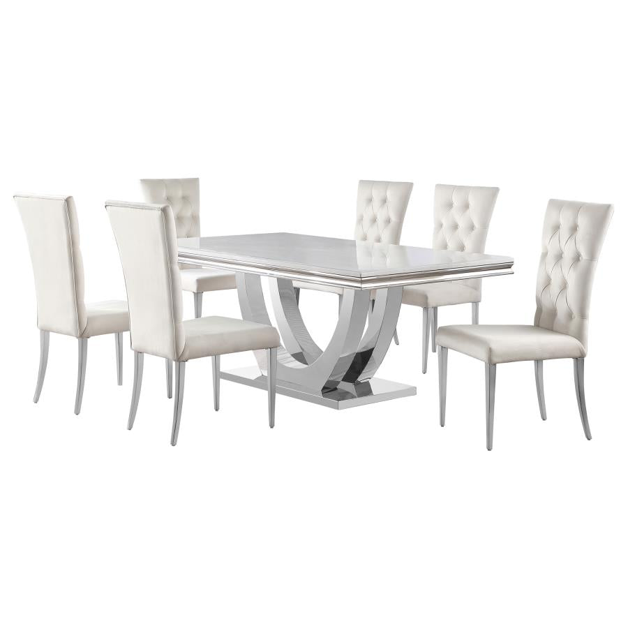 Kerwin Rectangular Dining Table Set White and Chrome