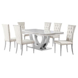 Kerwin Rectangular Dining Table Set White and Chrome