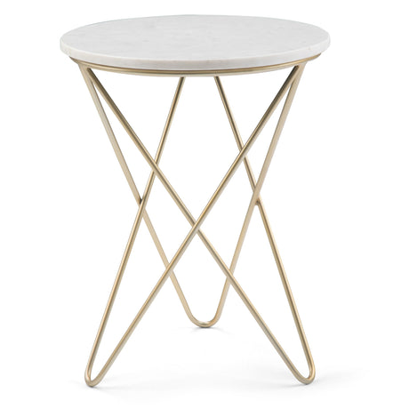 Gabon - Accent Table - White / Gold by Simpli-Home | Bel Furniture