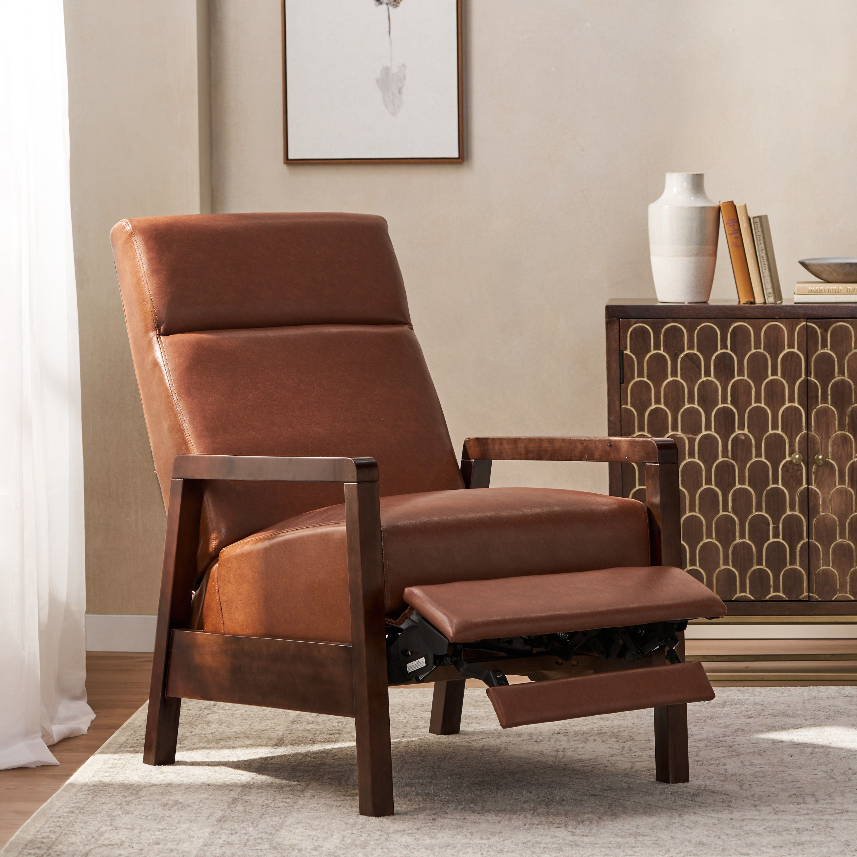 Faux Leather Upholstered Pushback Recliner