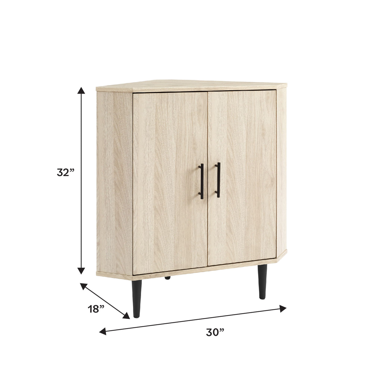 Contemporary 2 Door Mixed-Material Corner Accent Cabinet by Walker Edison | Bel Furniture