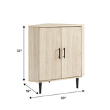 Contemporary 2 Door Mixed-Material Corner Accent Cabinet by Walker Edison | Bel Furniture