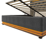 Upholstered Bed, 360 Surround LED Function, Remote Control, Hydraulic Storage Bed With USB, Type-C Charging (Without Mattress)