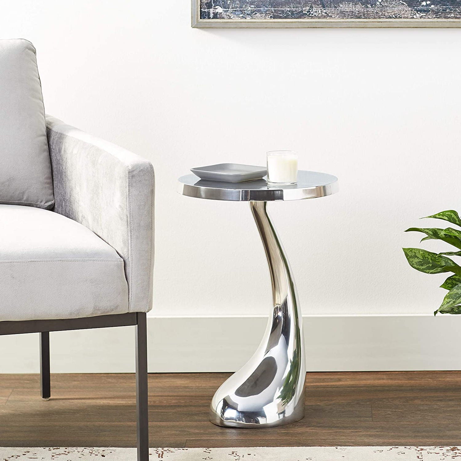 Round End Table - Silver