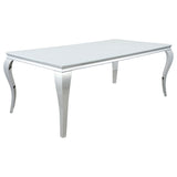 Carone Rectangular 81-inch Glass Top Dining Table White