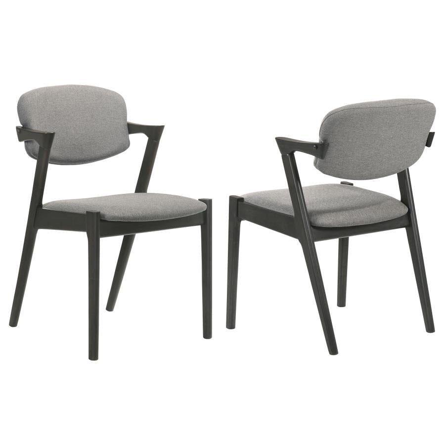 Stevie Padded Wood Dining Arm Chair (Set of 2) Black