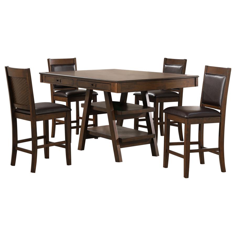 Dewey - 5 Piece Rectangular Dining Table Set - Walnut
