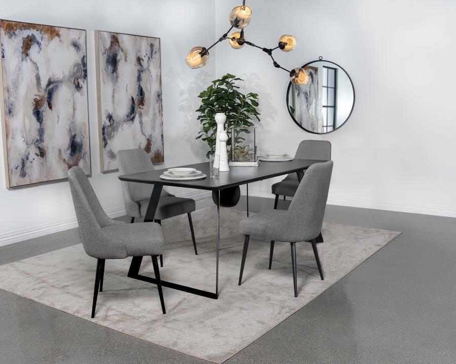 Smith Rectangular Ceramic Top Dining Table Set Black