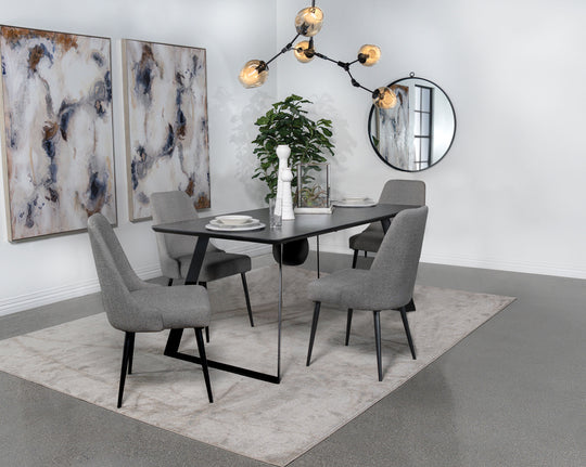 Smith Rectangular Ceramic Top Dining Table Set Black