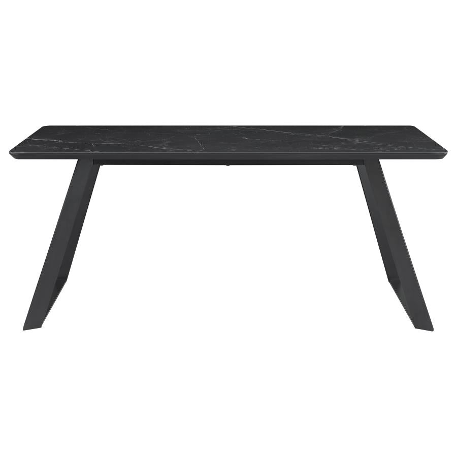 Smith Rectangular Ceramic Top Dining Table Set Black