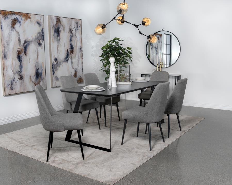 Smith Rectangular Ceramic Top Dining Table Set Black