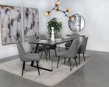 Smith Rectangular Ceramic Top Dining Table Set Black