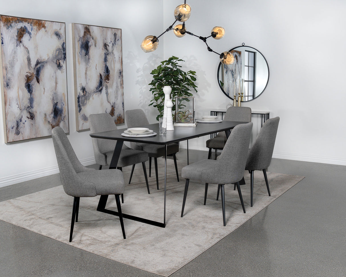 Smith Rectangular Ceramic Top Dining Table Set Black