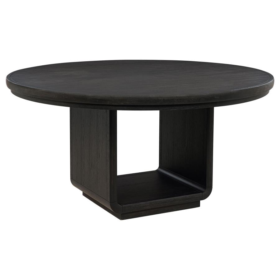 Leandro - 5 Piece Round Dining Table Set - Burnished Black