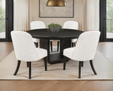 Leandro - 5 Piece Round Dining Table Set - Cream / Burnished Black