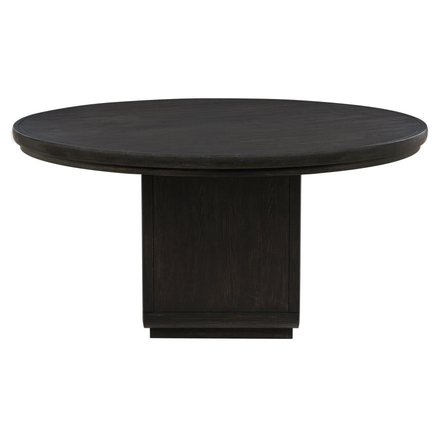 Leandro - 5 Piece Round Dining Table Set - Cream / Burnished Black