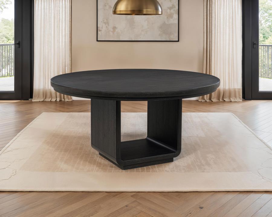 Leandro - 60" Round Dining Table - Burnished Black