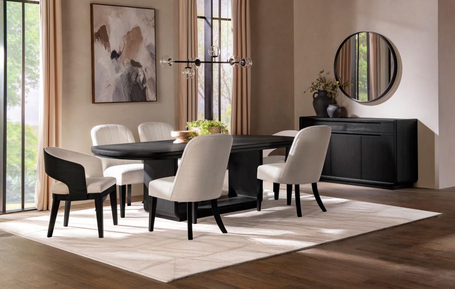 Leandro 5-piece Rectangular Dining Table Set Cream and Burnished Black
