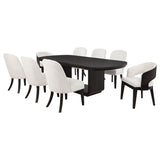 Leandro - 9 Piece Rectangular Dining Table Set - Cream / Burnished Black
