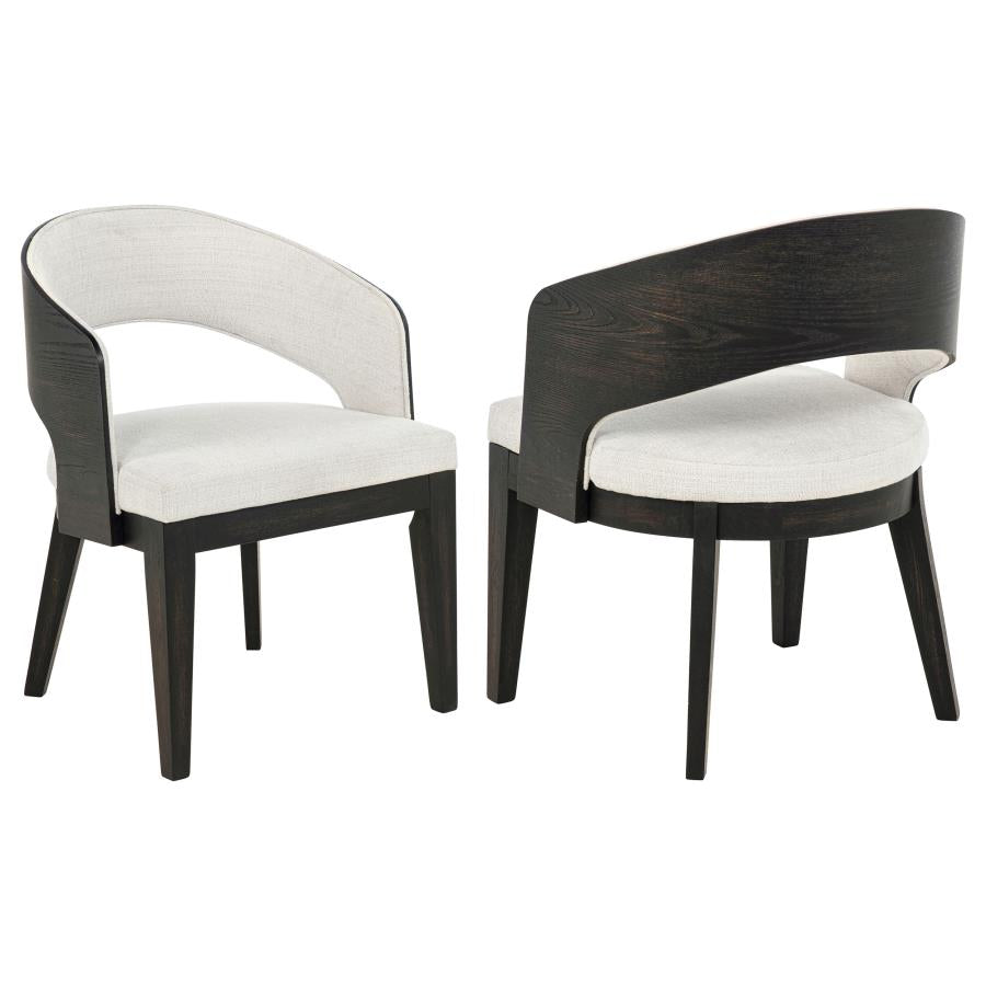 Leandro Upholstered Dining Arm Chair (Set of 2) Burnished Black and Cream