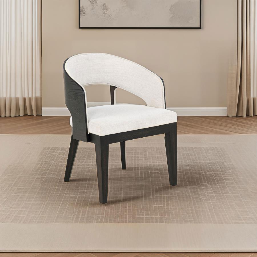 Leandro - Upholstered Dining Arm Chair (Set of 2) - Burnished Black / Cream