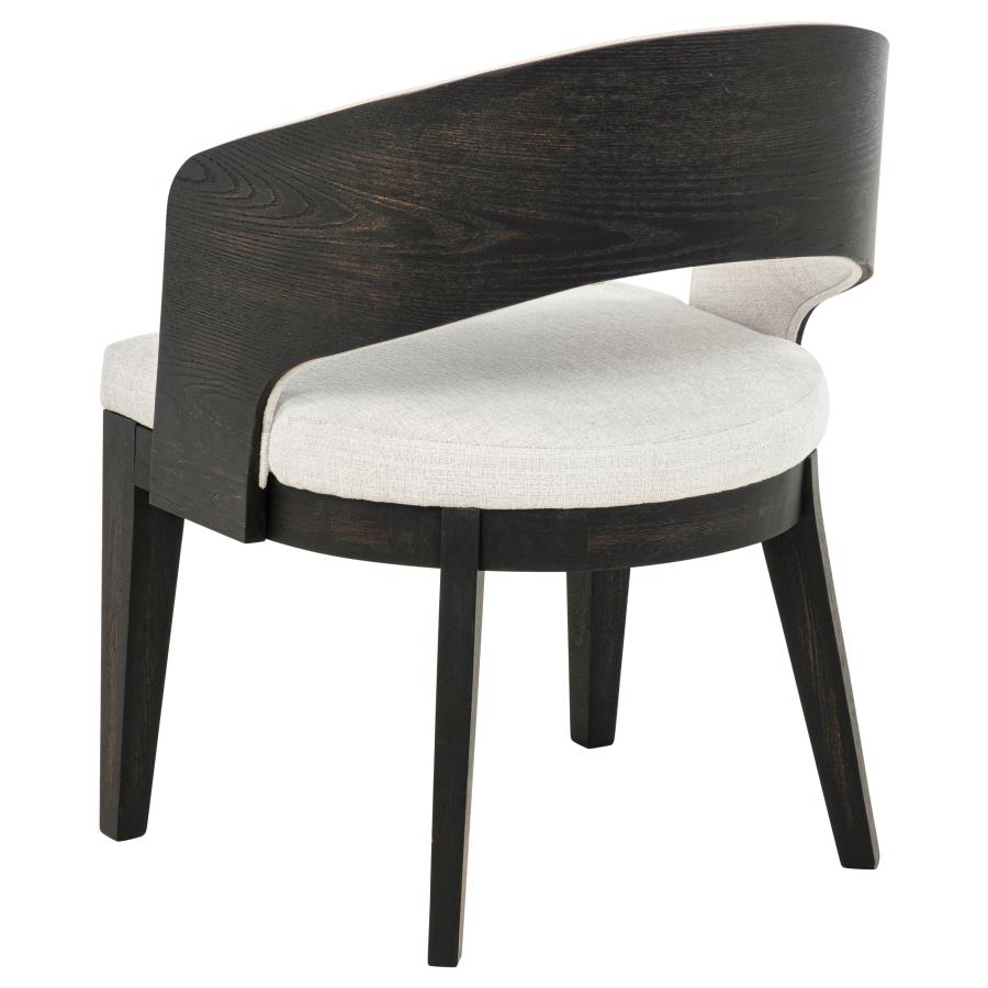 Leandro - Upholstered Dining Arm Chair (Set of 2) - Burnished Black / Cream