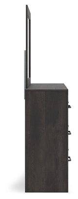 Hollivern - 4 Pc. - Twin Panel Storage Bed, Dresser, Mirror And Chest - Dark Gray