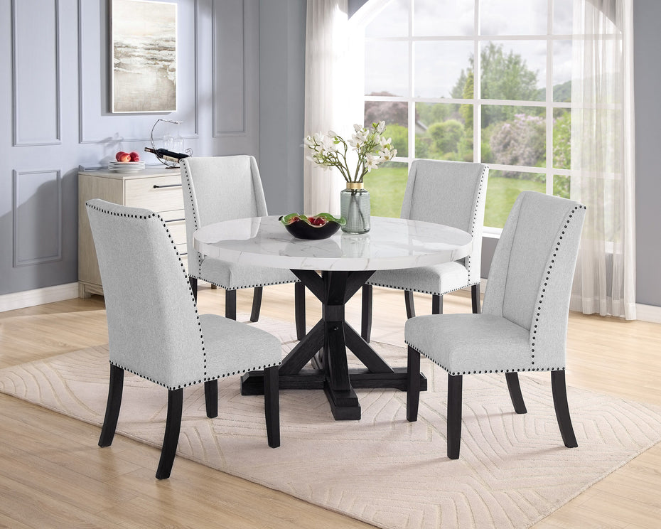 Vance - Faux Marble Dining Table - White & Charcoal