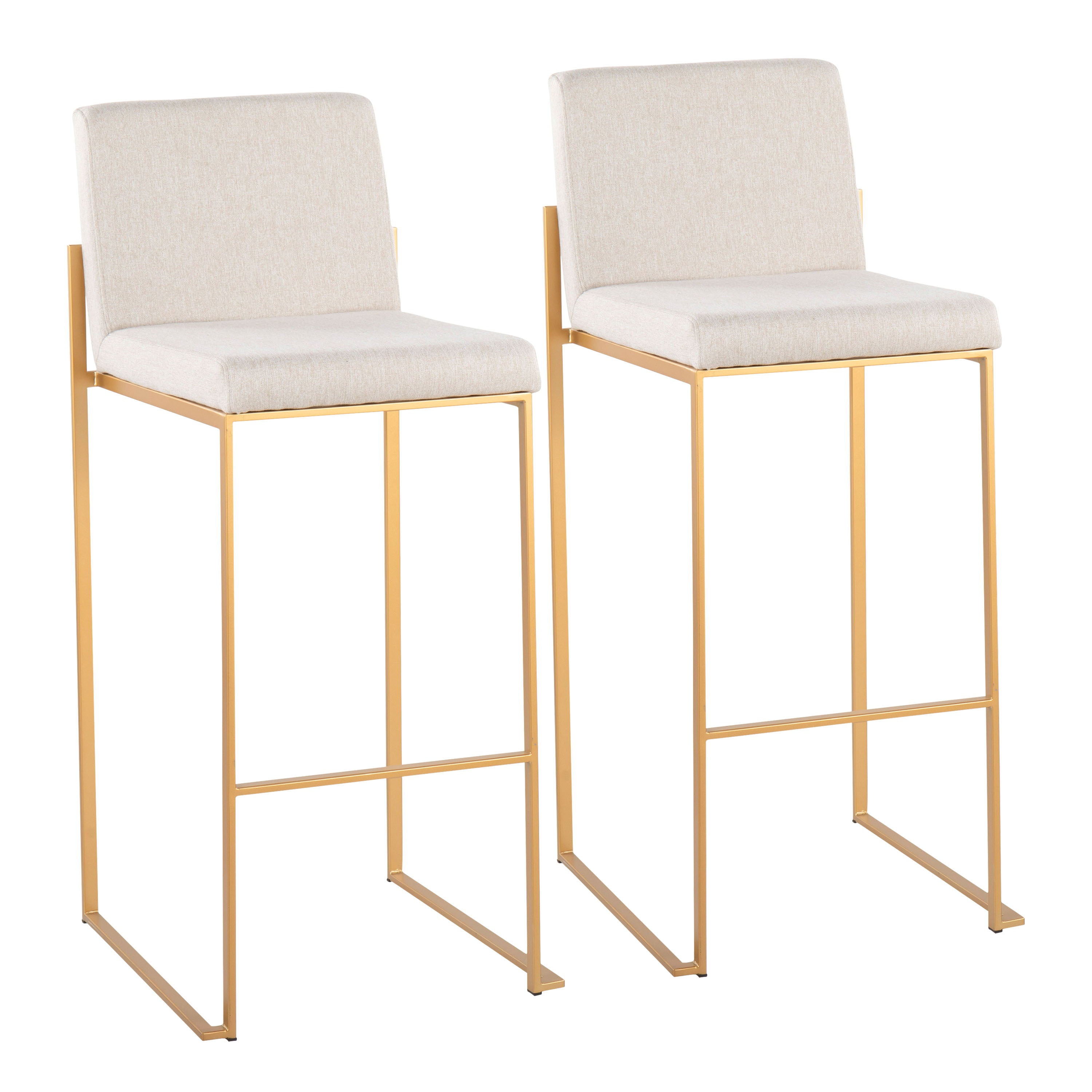 Fuji - Contemporary Design High Back Barstool (Set of 2)