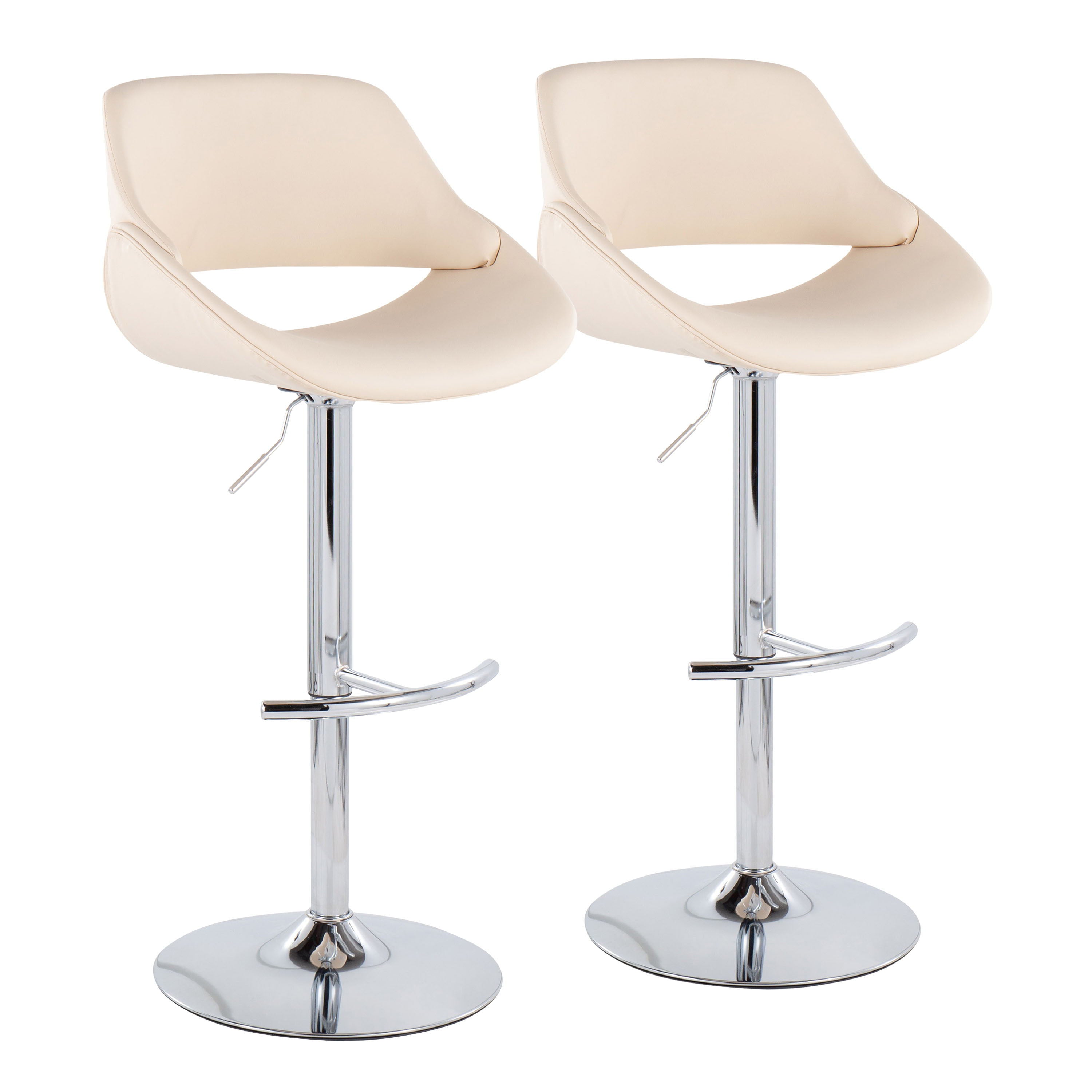 Fabrico - Contemporary Adjustable Bar Stool With Rounded T Footrest (Set of 2)