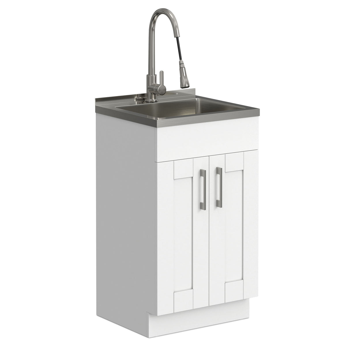 Modern Shaker All-In-One Laundry Utility Sink And Cabinet With Pull-Out Faucet