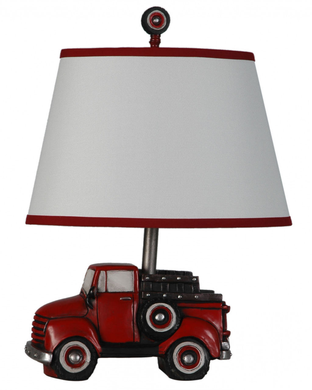 19.5 inch Antique Red Polyresin Truck Table Lamp Set of 2