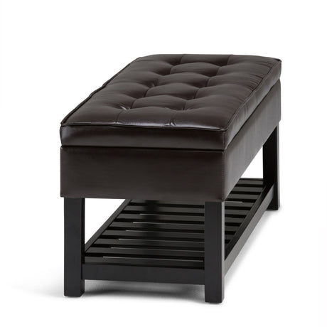 Cosmopolitan - Storage Ottoman Bench With Open Bottom - Tanners Brown by Simpli-Home | Bel Furniture