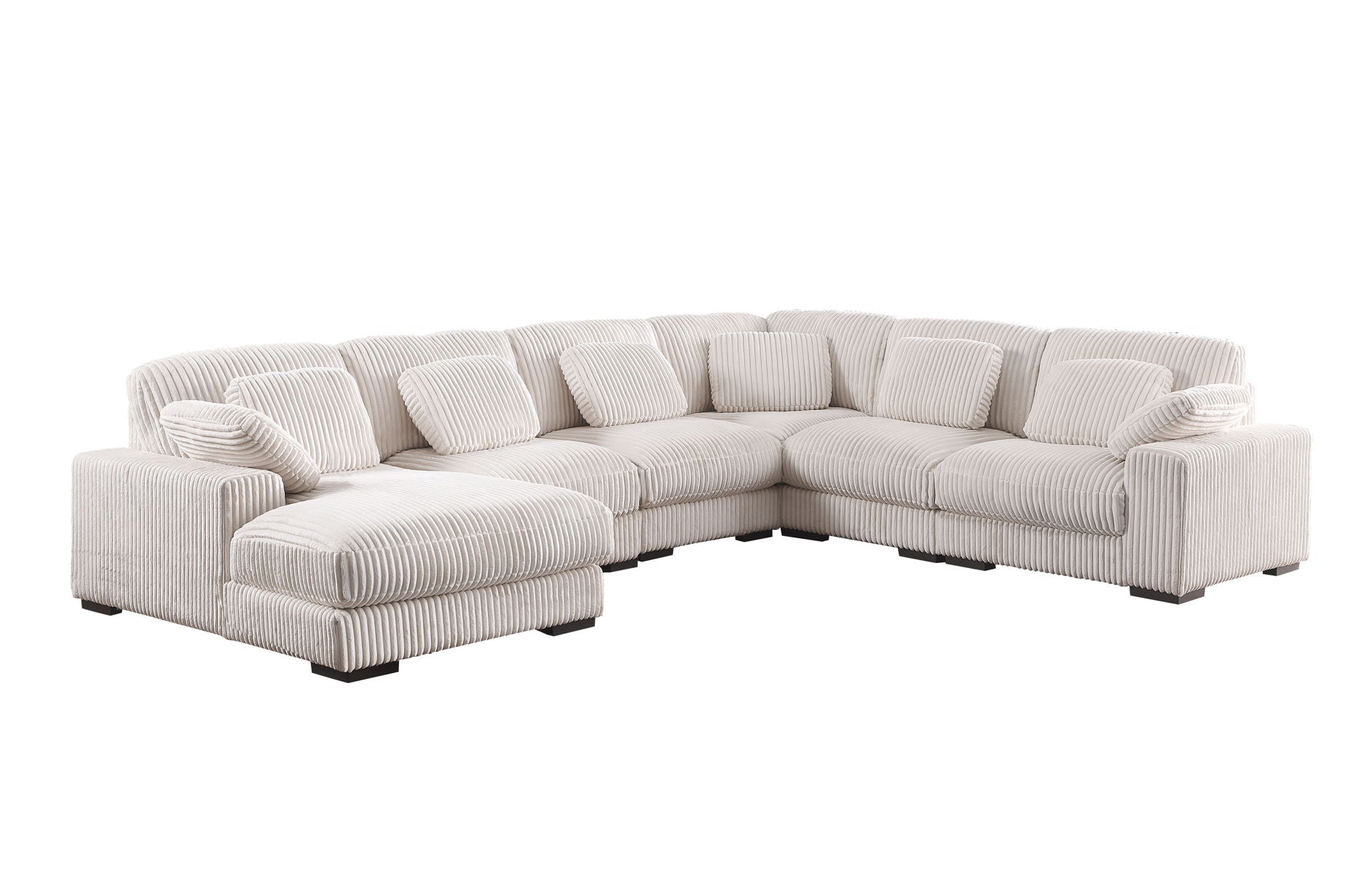 Nadine - Beige Corduroy Corner Sectional Sofa With Left Facing Chaise