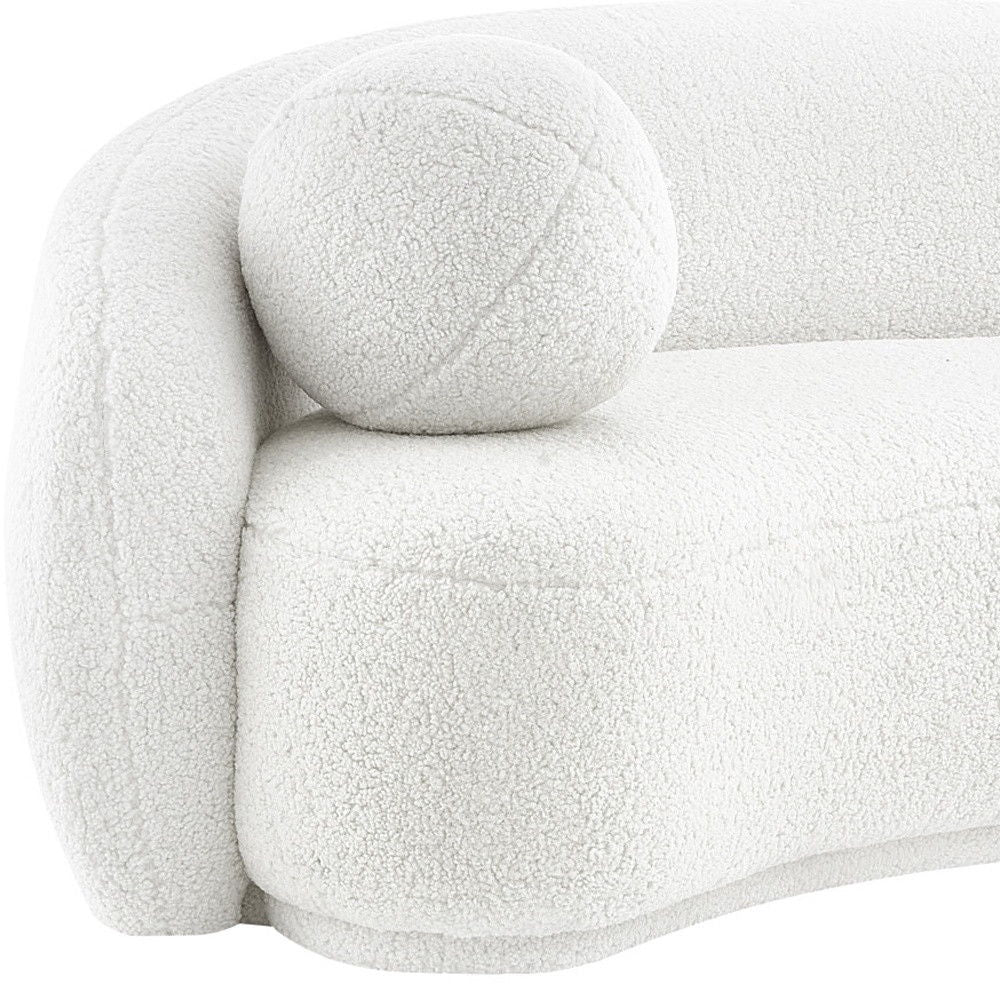 Sherpa Curved Sofa And Toss Pillow With Legs - White