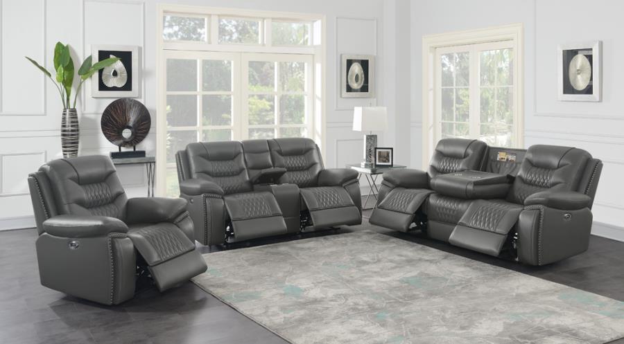 Flamenco - Upholstered Power Reclining Loveseat - Charcoal