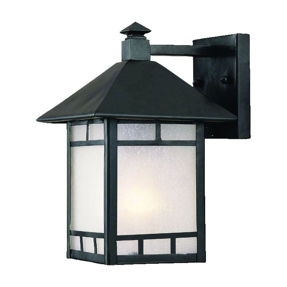 Petite Frosted Glass Lantern Wall Light - Matte Black