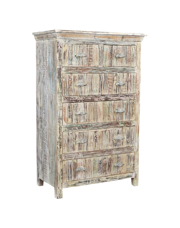 Solid Wood Six Drawer Chest - White