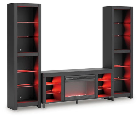 Cayberry - 3-Piece Entertainment Center With Electric Fireplace - Black - view 5