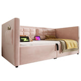 Upholstered Hydraulic Storage Daybed With USB & Type C Charging