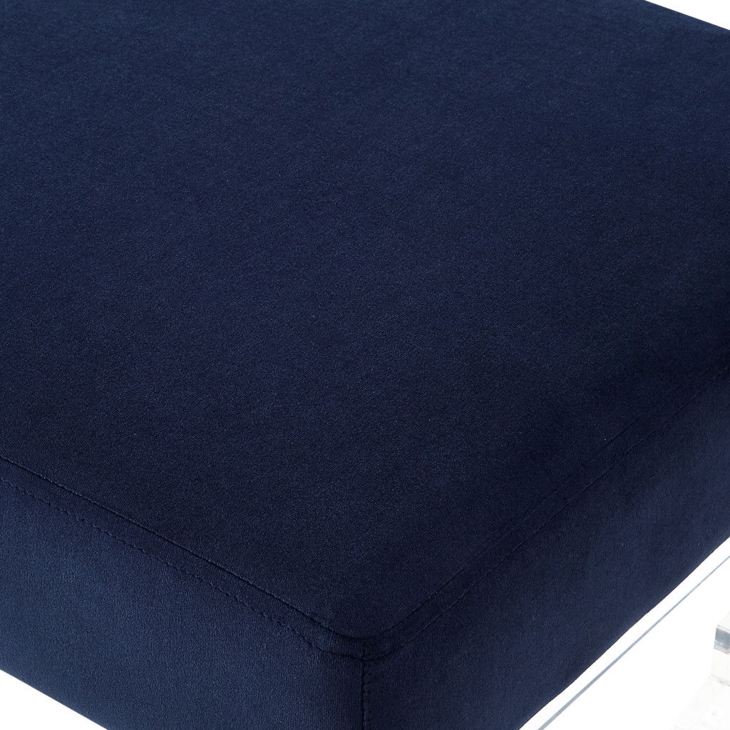 Velvet Ottoman - Navy Blue / Clear