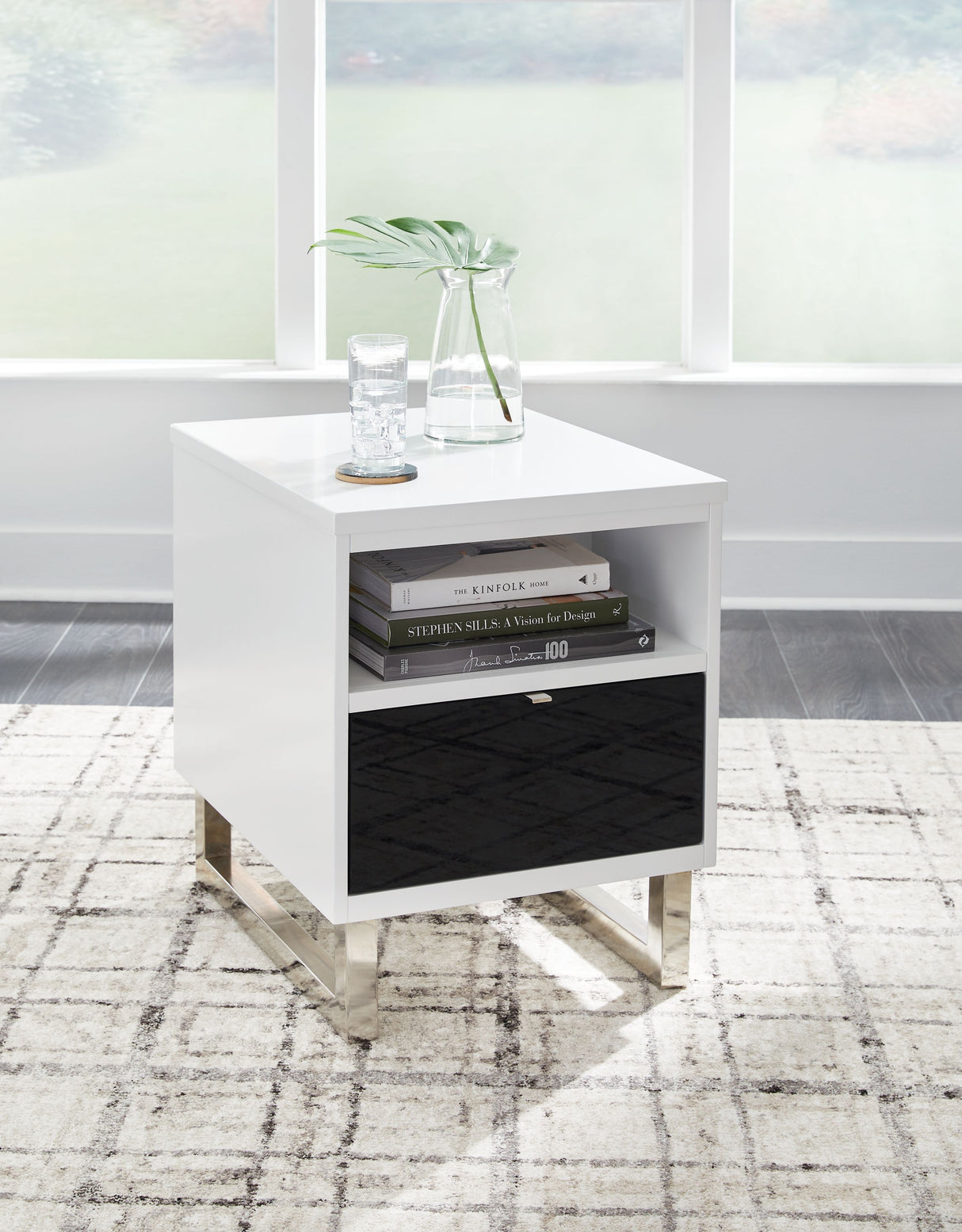 Gardoni - White / Black - Chair Side End Table by Signature Design by Ashley® | Bel Furniture